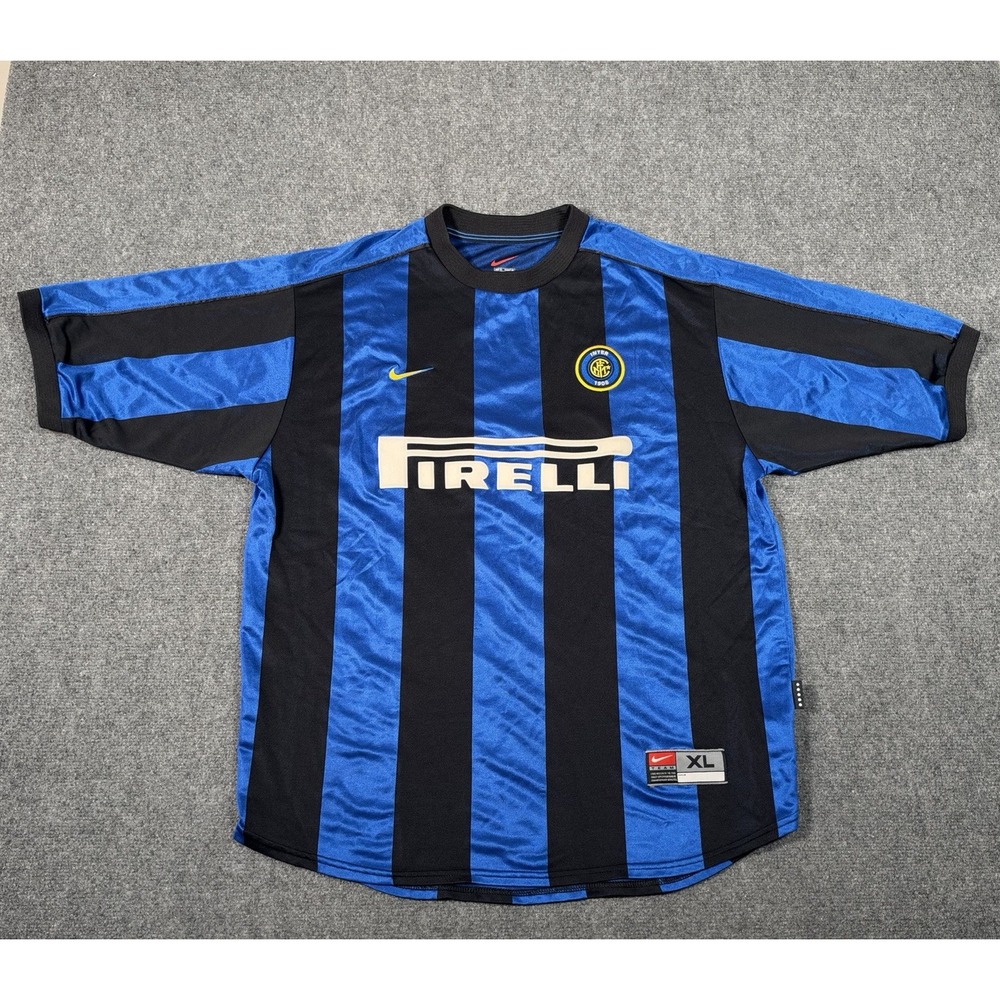 Vintage 1999/00 Nike Inter Milan Home Soccer Jersey Pirelli Men's XL Italy